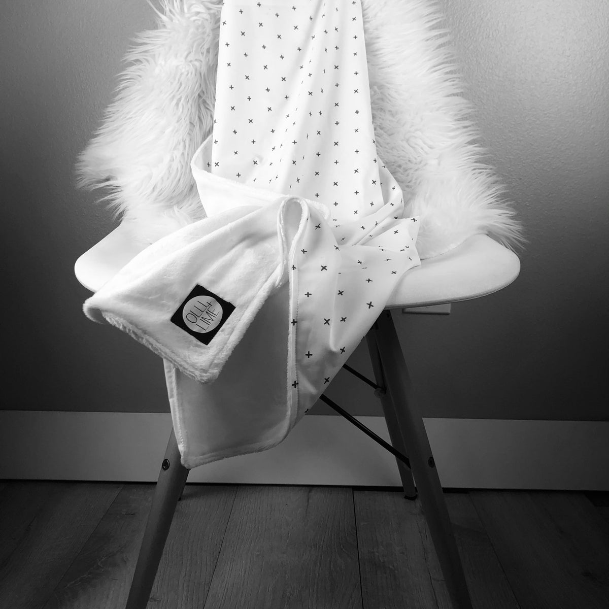 All My Hugs Baby Blanket Black&White Modern Nursery Minky Blanket