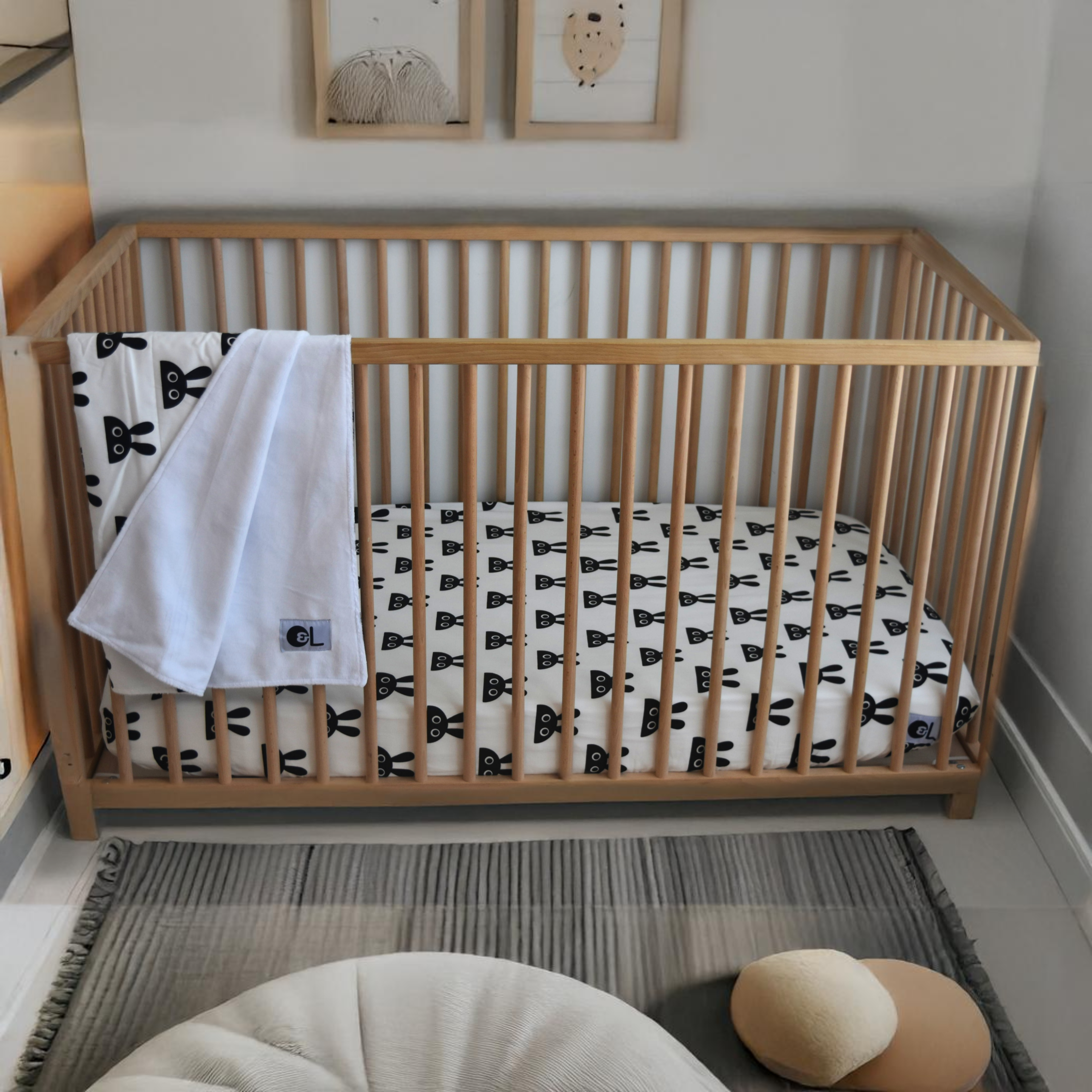 BUNNIES  Rabbit Print Baby Pad Covers , Bedding Sets , Crib Sets