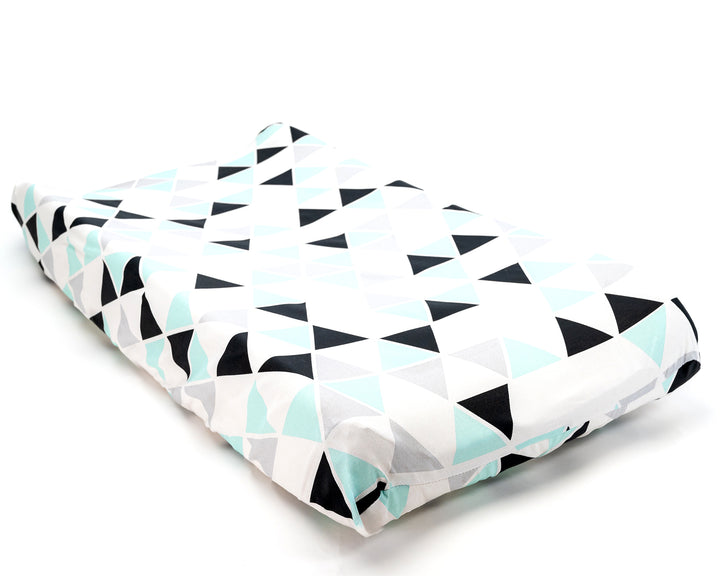 Minty Origami - Mint + Monochrome Triangle Changing Pad Cover