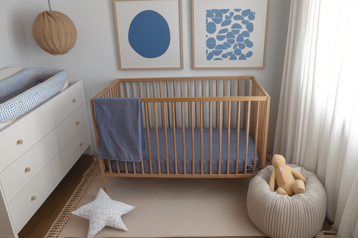 Blue Banners Marching Fitted Crib Sheet