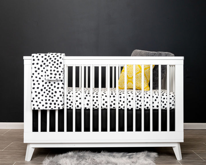 Zoe's Spots & Dots - Deluxe - Black Dots on White Crib Bedding Set