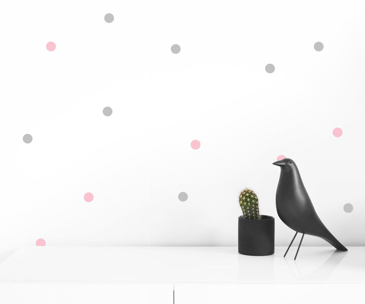 SMALL EASY TO APPLY DOT WALL DECALS BABY PINK AND GREY - Olli+Lime