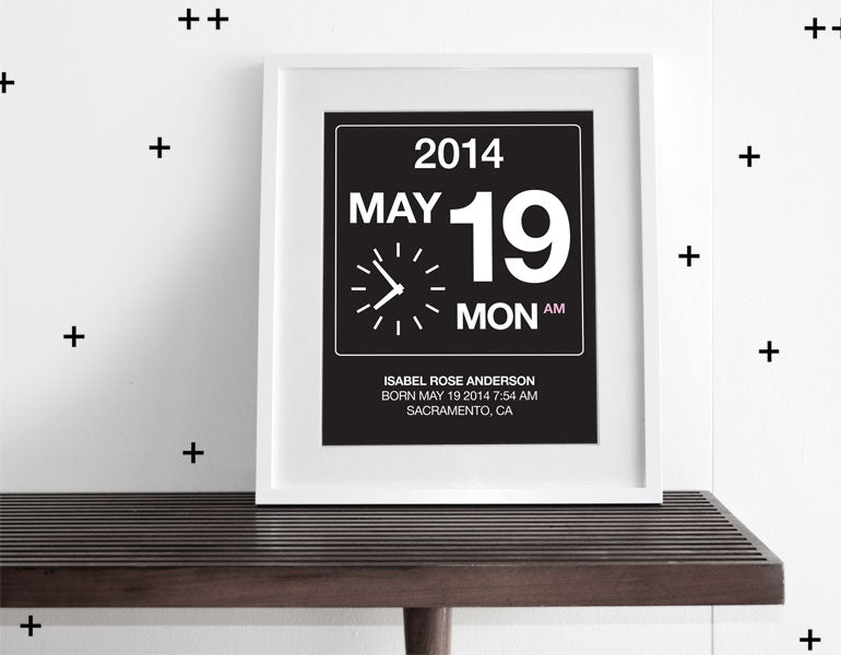 Custom Birthdate Wall Art - Pink Accent - Olli+Lime