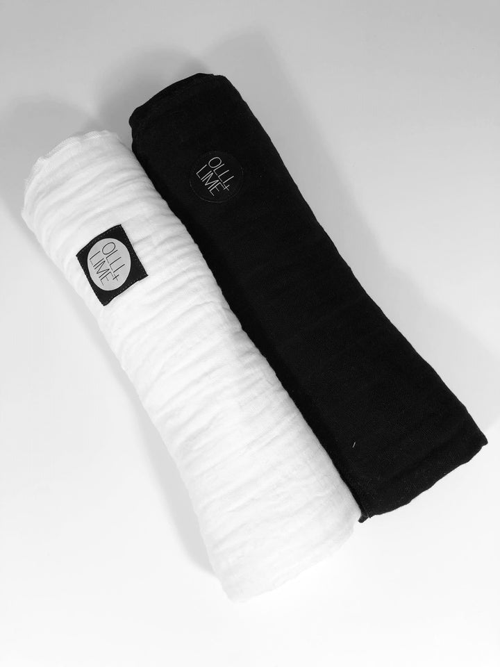 Two Pack of Swaddles | Black + White - Olli+Lime