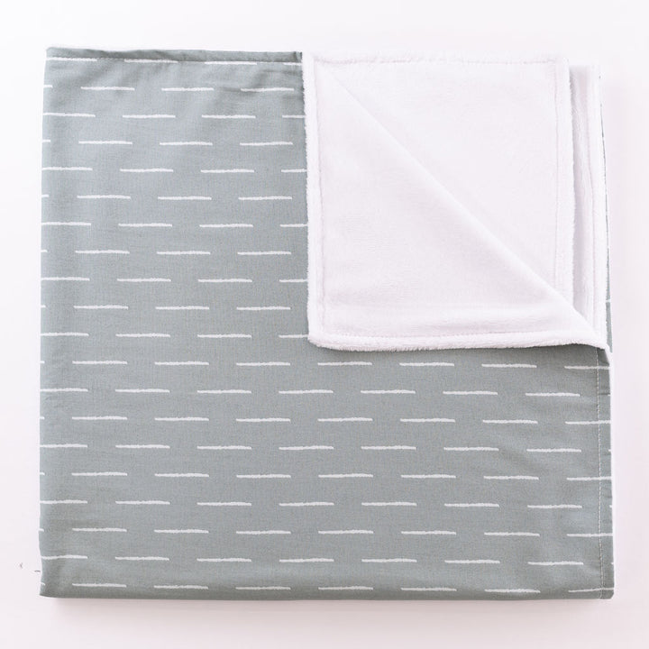 Baby Fingers in Chalk - Blue Baby Blanket - White Dashes on Slate - Olli+Lime