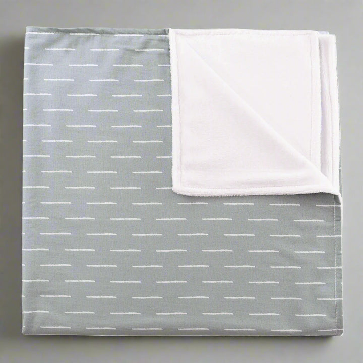 Baby Fingers in Chalk - Blue Baby Blanket - White Dashes on Slate - Olli+Lime