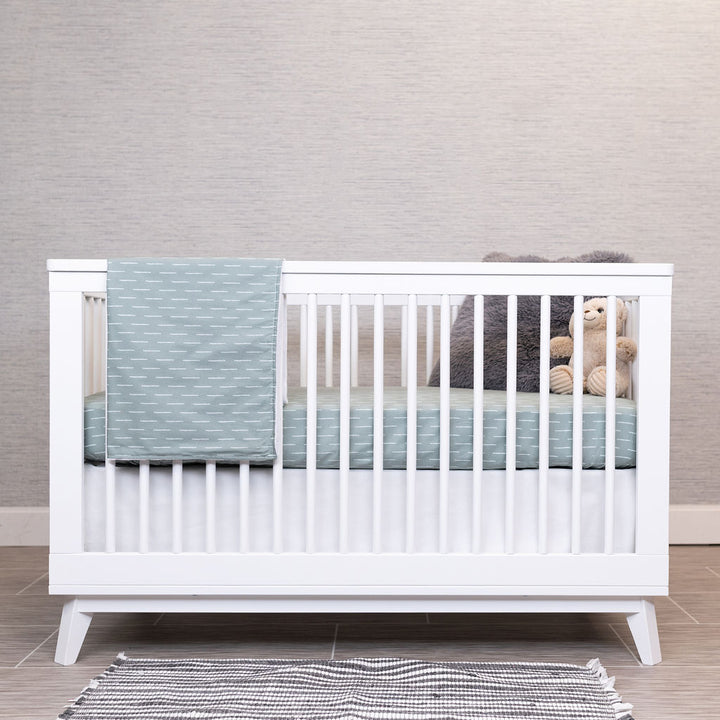 Baby Fingers in Chalk - Classic Nursery Bedding Set - White Dashes on Slate - Olli+Lime