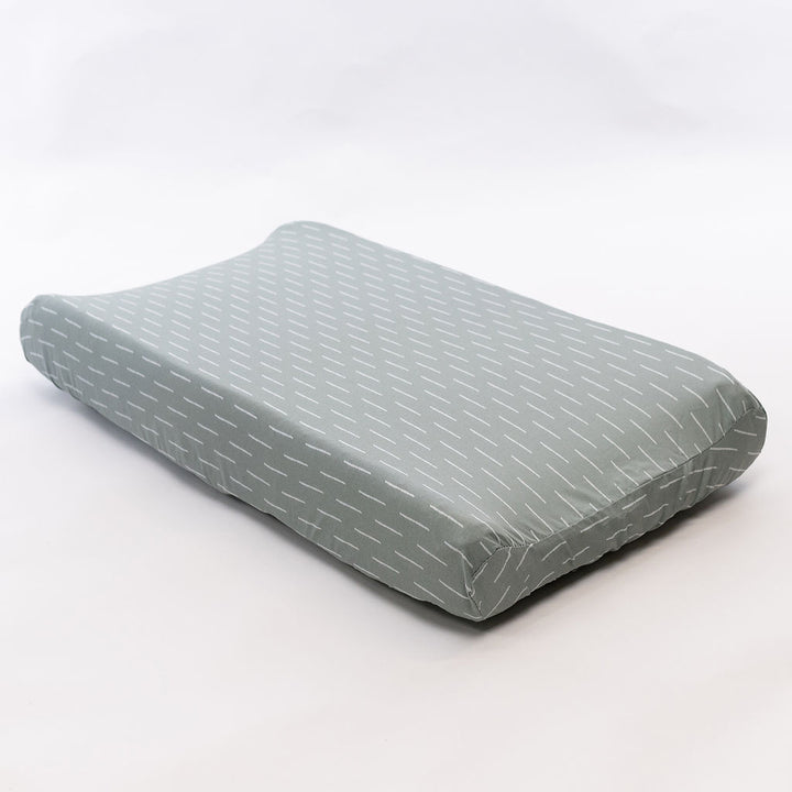 Baby Fingers in Chalk - Slate Changing Pad Cover - White Dashes on Slate - Olli+Lime