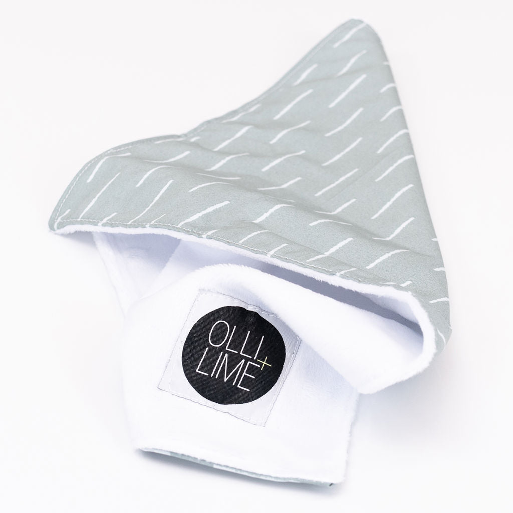 Baby Fingers in Chalk - Deluxe Nursery Bedding Set - White Dashes on Slate - Olli+Lime