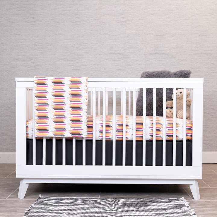 City Heartbeeps - Classic Nursery Bedding Set - Multicolored Lines on Ivory - Olli+Lime
