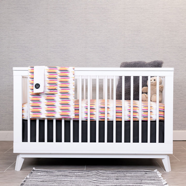 City Heartbeeps - Deluxe Nursery Bedding Set - Multicolored Lines on Ivory - Olli+Lime