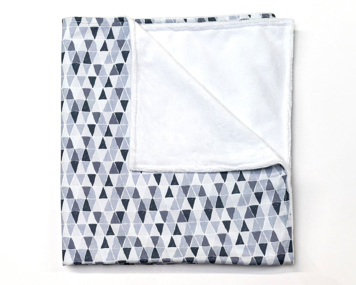Gray Banners Marching - Baby Blanket - Monochrome Mini-Triangles - Olli+Lime
