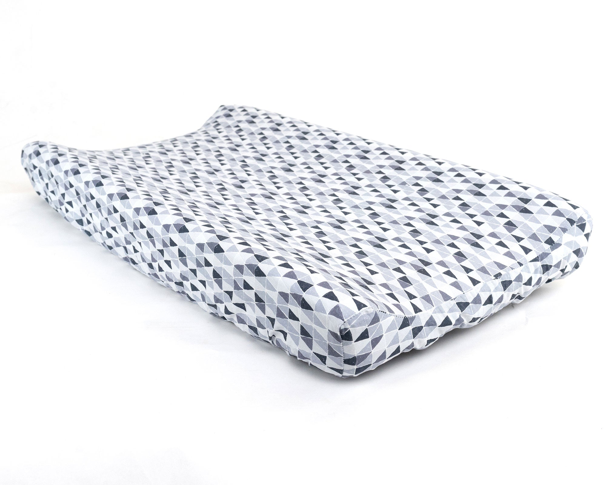 Gray Banners Marching - Changing Pad Cover - Monochrome Mini-Triangles - Olli+Lime