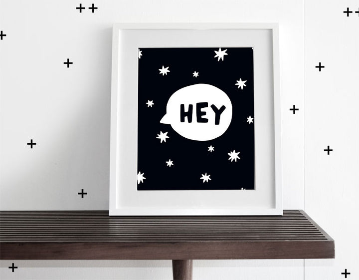 "Hey" in the Stars - Modern Wall Art - Olli+Lime