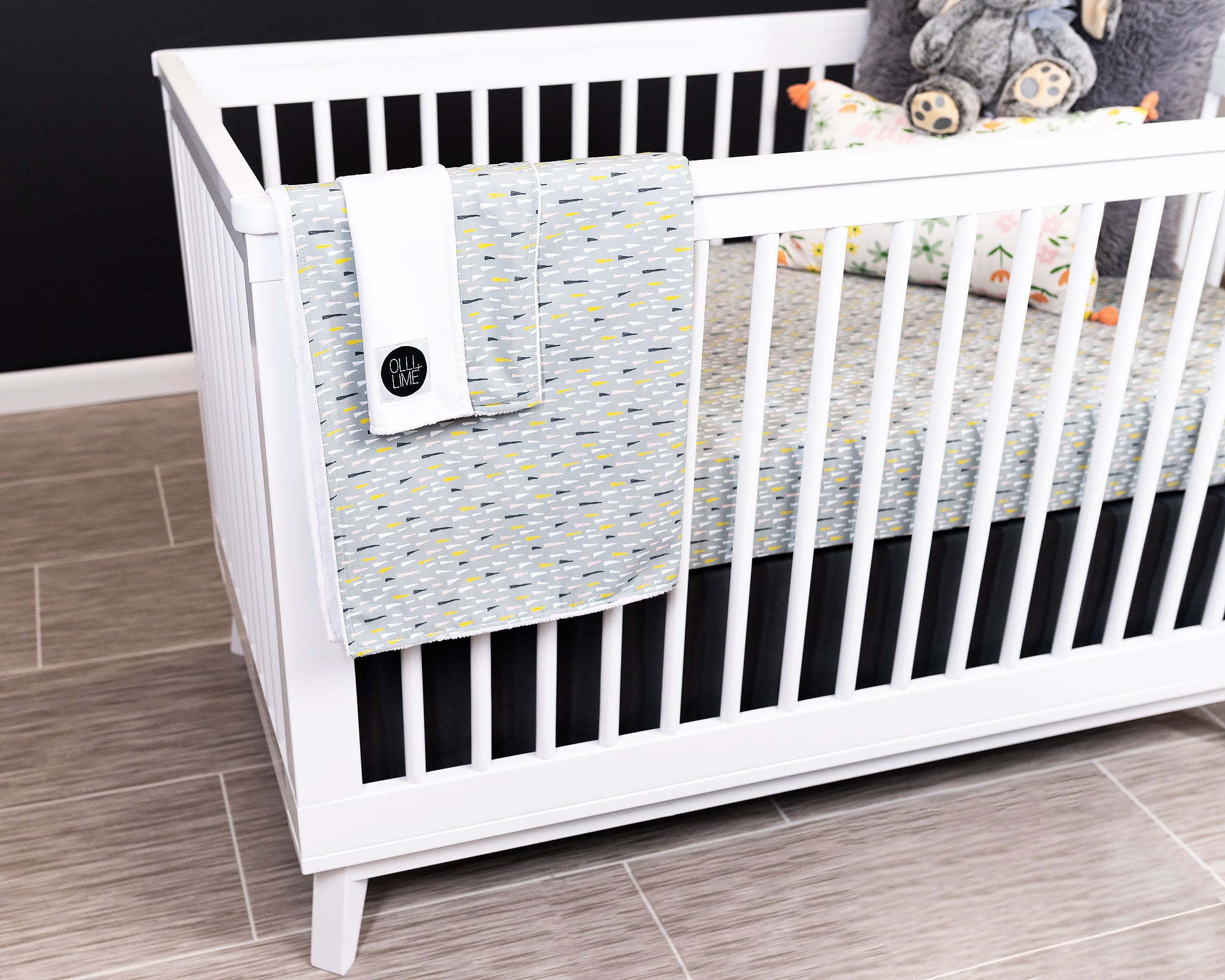 Jester's Hat - Deluxe Nursery Bedding Set - Multi-colored Hats on Sage - Olli+Lime