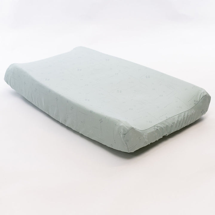 Miranda & Liam - Changing Pad Cover - Crossroads & Dashes in Teal - Olli+Lime