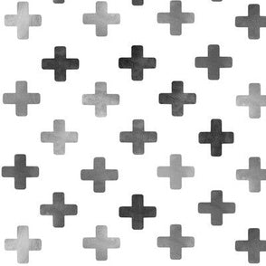 Hugo's Hazy Cross - Deluxe Nursery Bedding Set - Swiss Cross Gray on White - Olli+Lime