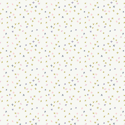 Little Tiny Hugs - Changing Pad Cover - Multi-colored Freehand X's on Ivory - Olli+Lime