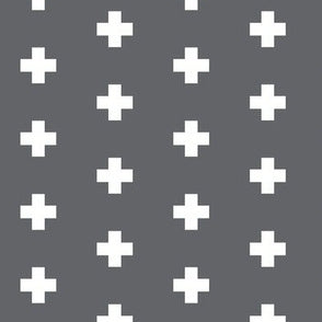 Nils - Changing Pad Cover - Large Swiss Cross White on Gray - Olli+Lime