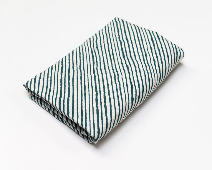 Sea Stripes - Fitted Crib Sheet - Freehand Green Stripes on Ivory - Olli+Lime