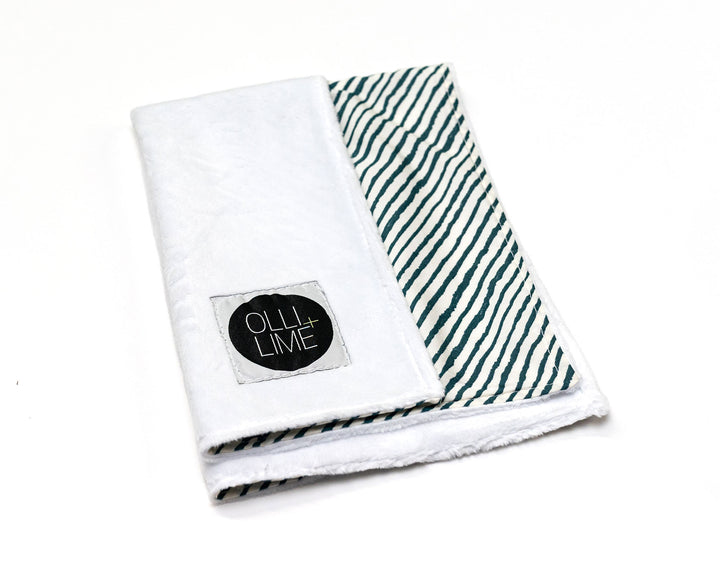 Sea Stripes - Lovey Cuddle - Freehand Green Stripes on Ivory - Olli+Lime