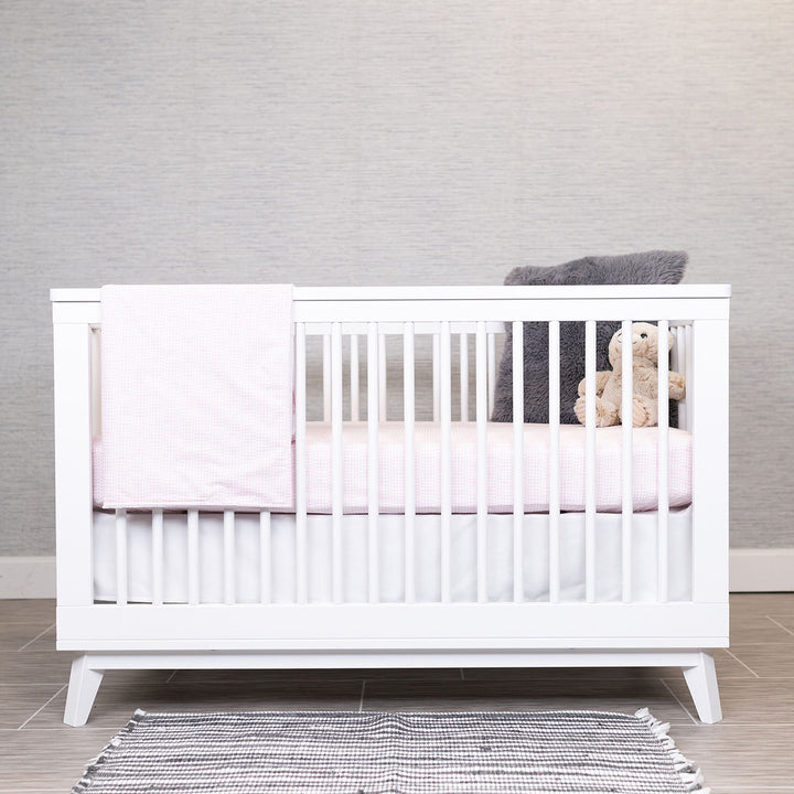 Tea Parties One Day - Classic Nursery Bedding Set - Pink Geometric Squares on Ivory - Olli+Lime