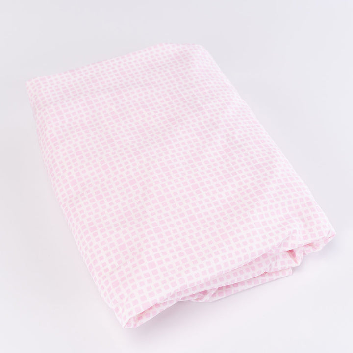 Tea Parties One Day - Fitted Crib Sheet - Pink Geometric Squares on Ivory - Olli+Lime