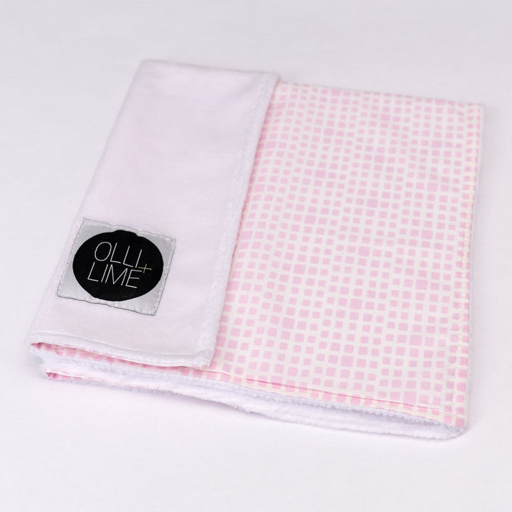 Tea Parties One Day - Lovey Cuddle - Pink Geometric Squares on Ivory - Olli+Lime