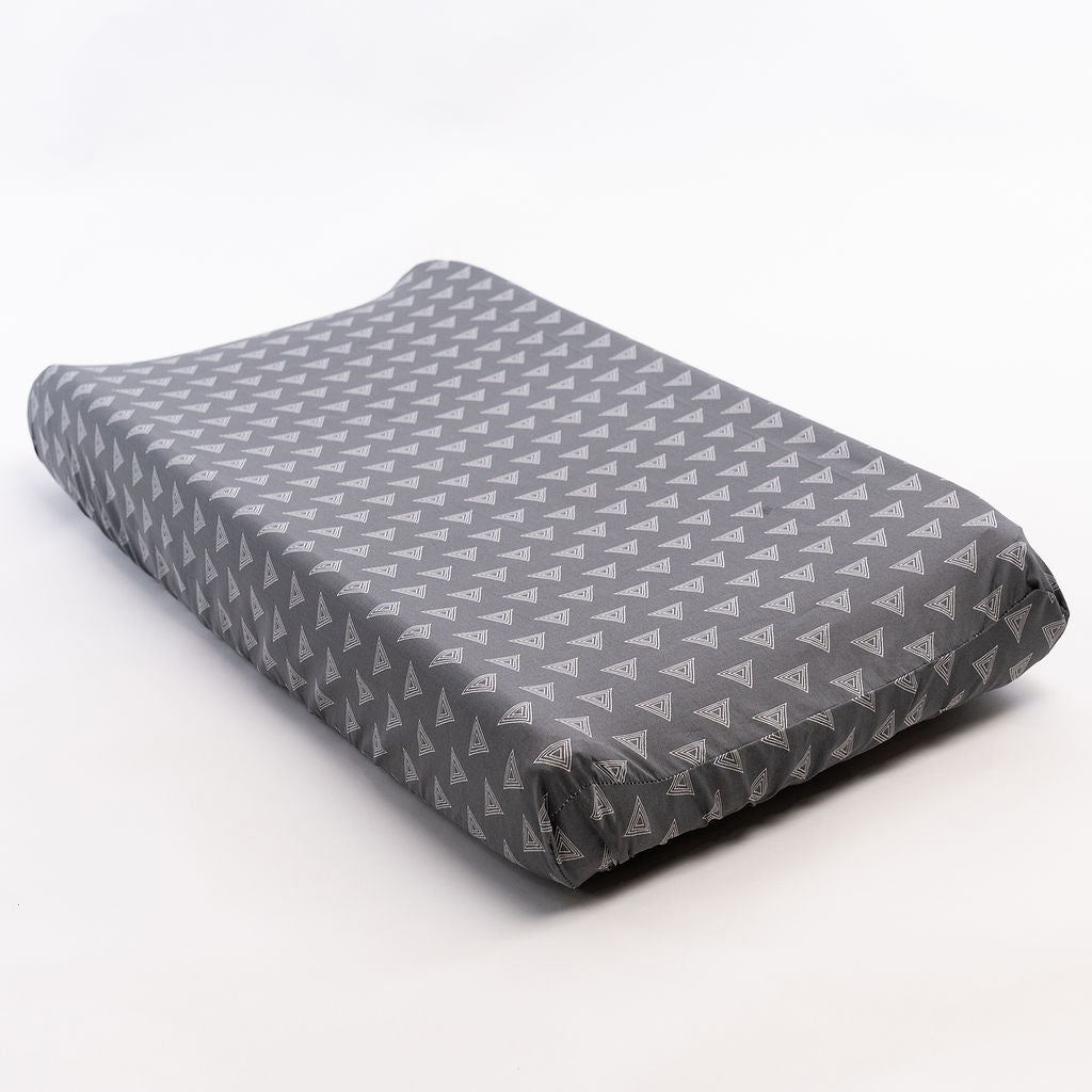 Tops for Tots - Changing Pad Cover -  Light gray on dark gray - Olli+Lime
