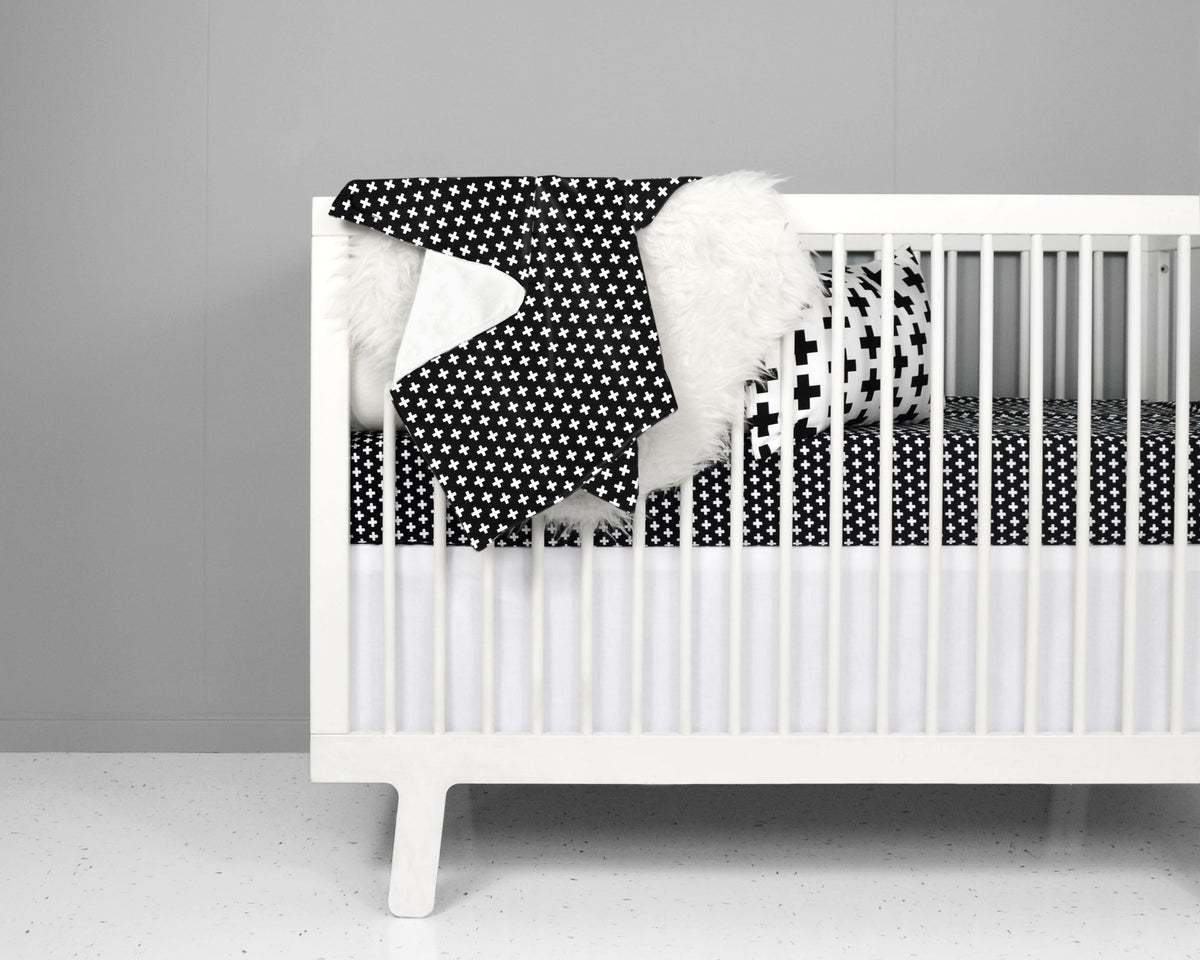OLLI+LIME | Lina Black Swiss Cross Crib Bedding Set | Monochrome