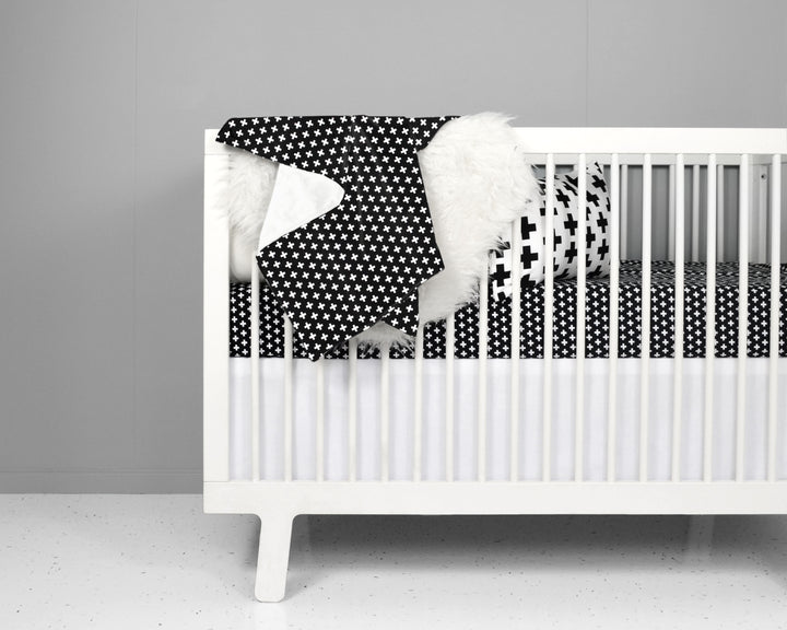 Black Cross Crib Bedding Set - Olli+Lime